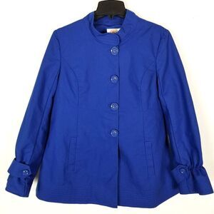 Talbots Women Light Jacket  Short Trench Size 12  Blue Button Up Lined
